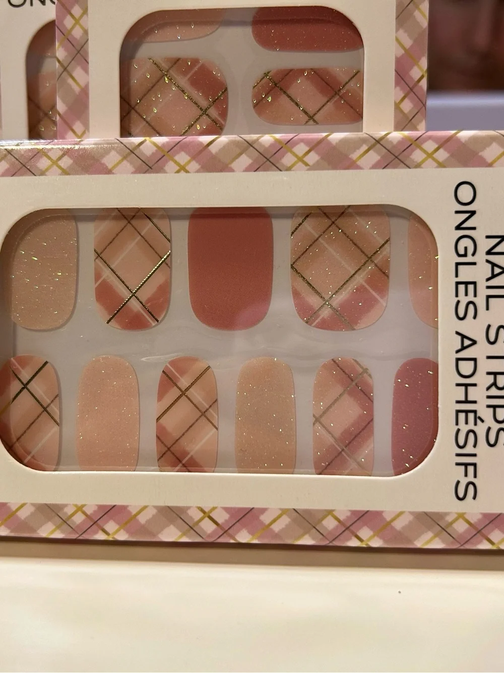 Sally Hansen Pink Plaid Press-On Nail Strips